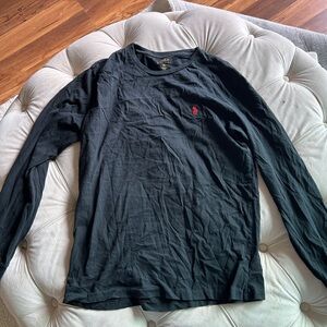 Polo Ralph Lauren Black Long Sleeve Tee with Red Logo